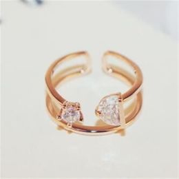 Classic Open Adjustable Ring Fashion Zircon Charms Rings Rose Gold Plated Vintage Finger for Wedding Party Costume Women Jewelry318Y