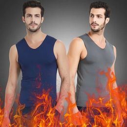 Men's Thermal Underwear 3Pcs Mens Thermal Underwear Winter Men's Sleeveless Thermal Underwear Plus Velvet Padded V-neck T-shirt Slim Thermo Shirt Warmer 231130