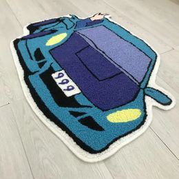 Carpets Fashion Car Shape Carpet Handmade Embroidered Plush Rug Children Living Room Bedroom Decor Floor Mat Doormat 75X50cm 231130