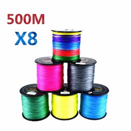 Braid Line 500 Meters 8 Strands PE Braided Strong Fishing Line Multifilament Rope peche Wire 20 30 40 50 60 80 100 120lb 231201