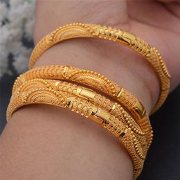 4pcs Set 24K Dubai Gold Colour African Bridal Wedding Bangles For Women Saudi Arab Bracelet&Bangles Jewellery 220702267T