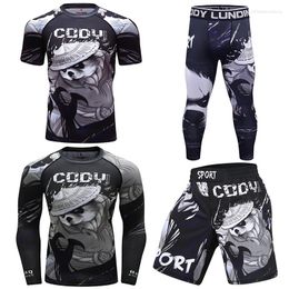 Men's Tracksuits Cody Lundin Rashguard High Quality Elastic Compression Sport Suit Sublimation Workout Fitness T-shirt Boxer Muay Thai