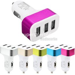 3 USB Car Charger Adapter 2.1A Metal Car Chargers USB Socket Auto Chargers for Samsung iPhone 14 15 LG Xiaomi S1