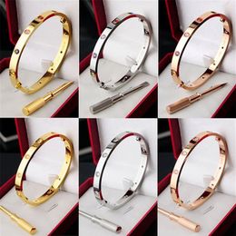 Rose Gold Bracelet Designer Fashion Bangle Men Women stainless steel jewelry unisex Never fade and allergic silver love nail screw265r