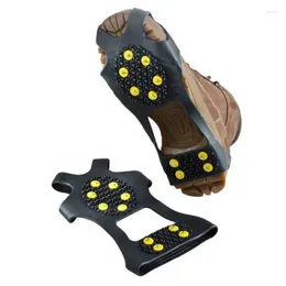 Bath Mats 10Teeth Travel Foot Heel Climbing Hiking Ice Chaussures Silicone Yellow Buckle Gripper Cleats Spike Anti-Slip Crampon