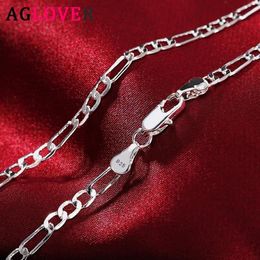 Chains AGLOVER 925 Sterling Silver 16 18 20 22 24 26 28 30 Inch 4MM Link Necklace For Woman Man Fashion Wedding Jewelry Gift263B