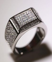 Full Diamond Hiphop Rings For Men Top Qualtiy Silver Plated Luxury Jewellery Brand Design Fashion Accessories2382225