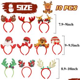 Christmas Decorations Headbands Xmas Headwear Assorted Santa Claus Reindeer Antlers Snowman Hair Band For Party Accessories Costume Dhqww