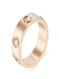 New 45MM Titanium Steel Couple Ring 6 Cubic Zircon With Letter Print Fashion Finger Rings For Women Men Engagement Lover Brand Gi5956229