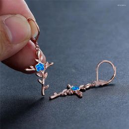 Dangle Earrings Rose Gold Silver Colour Drop Classic Cross Branches Leaf White Blue Opal Stone Earring For Women Jewellery