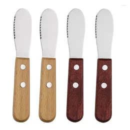 Knives 4Pcs Butter Knife Spreader Jam Spreading Small Wooden Handle Stainless Steel Set Kitchen Cutlery For Kids