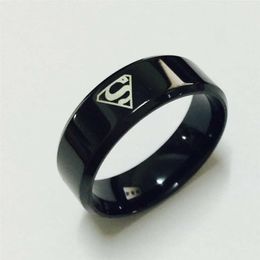 Black superman S logo alliance of tungsten carbide ring wide 8mm 7g for men women high quality USA 7-14251b