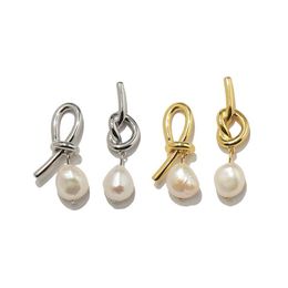 fahion Stainless steel Knotted earrings18k Gold Stud Earrings rose gold stud earrings for woman279U