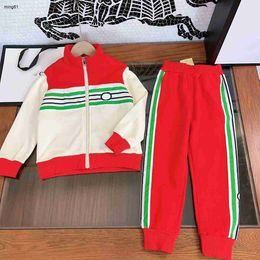 Brand baby designer tracksuits kids clothes Size 100-160 Multi color stripe splicing design girl boy jacket and child pants Nov25