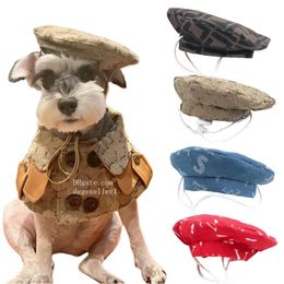 Designer Dog Cat Beret Cotton Hat Headband French Artist Beanie Beret Pet Dog Christmas Costume Hair Accessory Photo Props(Khaki S) A775