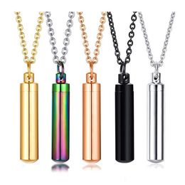 5 Colour Cylinder Cremation Urn Necklace for Ashes Memorial Keepsake Pendant Stainless Steel Remembrance Jewellery for Women or Men318k