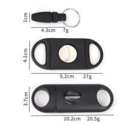 Double-edged Stainless Steel Plastic Cigar Knife Mini 3-piece Set Simple V-shaped Cigar Cutter Punch Cigar Drill Cool Gadgets