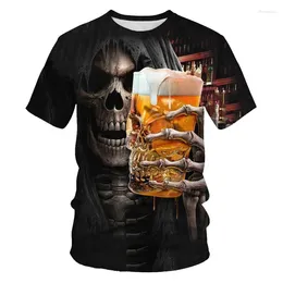 Men's T Shirts Sull T-Shirts Beer Horror Skeleton 3D Print Streetwear Men Women Fashion Oversized Short Sleeve Shirt Kids Tees Tops Clothing