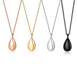 Stainless Steel Water Drop Tear Shaped Pendant Memorial Keepsake Locket Gift Cremation Ash Urn Pendant Necklace Jewellery for Women312O