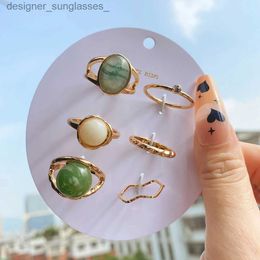 Band Rings FNIO 2022 New Design Korea Fashion Resin Crystal Metal Rings for Women Girl Party Tren Stone Rings Set Jewelry GiftsL231201