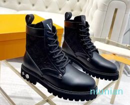 Quality Womens Boots Brand Genuine Leather thick bottom Martin boot Platform Flat heel