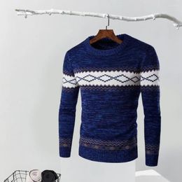 Men's Sweaters Men Slim Fit Sweater Spring Fall Geometric Print Ethnic Style Warm Knitted For Fall/winter