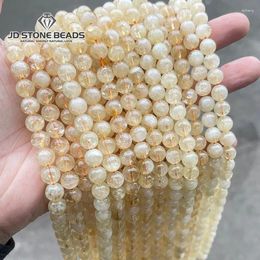 Loose Gemstones Natural Citrines Stone Round Spacer Yellow Crystal Healing Bead For Jewelry Making Diy Necklace Earring Bracelet Accessory