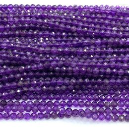 Loose Gemstones Veemake Amethyst Natural Stones Crystal DIY Necklace Bracelets Ring Faceted Round Beads For Jewellery Making 06770