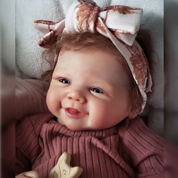 Dolls Vivienne Reborn 18 Inch Hand Made Painted Smile born Baby With Rooted Hair Doll Toys Para 231130