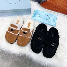 Designer Woman Slippers Fashion Luxury Warm Memory Foam Suede Plush Shearling Lined Slip on Indoor Outdoor Clog House Women Sand Frdt