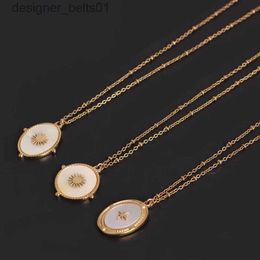 Pendant Necklaces Natural Pinctada Stainless Steel Gold-plated Pendant Golden Choker For Women Round Shell Necklace 2023 Fashion JewelryL231215