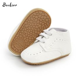 First Walkers Beckior born Baby Shoes Classical Casual Infant Boys Girls Leather AntiSlip Falt Rubber Sole Toddler Crib 231201