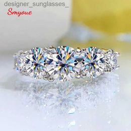 Band Rings Smyoue 18k Plated 3.6CT All Moissanite Rings for Women 5 Stones Sparkling Diamond Wedding Band S925 Sterling Silver Jewellery GRAL231201