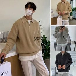 Men's Sweaters T-shirts for Men Fashion Versatile Casual Solid Color Sweater Jaet Zip Long Sleeved Loose Fitting Shirt Autumn New 2023yolq