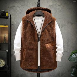 Men's Vests Mens Fall And Winter Padded Thickened Vest Double Wear Lambs Wool Cotton Coat Jacket Undershirt Men No Hoodie