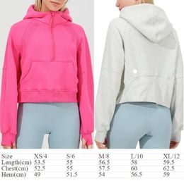 LL-076 Hoodies Exercise Fitness Wear Womens Yoga Outfit Sportswear Outer Short Jackets Outdoor Apparel Casual Adult Running Hooded Long Sleeve