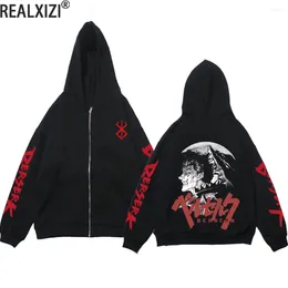 Men's Hoodies Anime Berserk Large Size Zipper Jacket Harajuku Y2k Streetwear Sweatshirts Guts Zipup Hoodie For Men Women Jackets