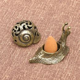 Decorative Objects Figurines Antique Brass Snail Statue Incense Desk Ornament Creative Chinese Traditional Home Decoration Crafts Accessories Portable 231130
