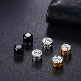 Backs Earrings Boniskiss 8MM Magnetic Fake Piercing Crystal Clip For Women Men Punk Zircon Magnet Stud Non Jewellery