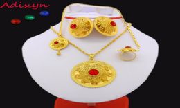 2017 Ethiopian Jewelry Set 24k Gold Color Crystal Necklacependanthair Chainearringring Middle Easter Habesha Wedding Set J19076137012