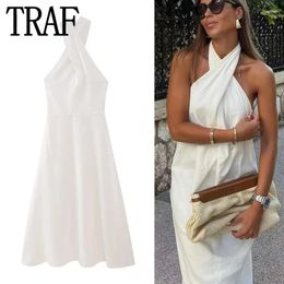 Casual Dresses Off Shoulder Halter Dress Woman White Backless Women Summer Sexy Long For Elegant Party