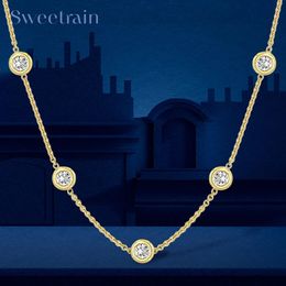 Chokers 5mm 5 Stones Bubble Necklace Certified Original 18k Gold Plated 925 Silver Diamond Choker Chain for Women Jewelry GRA 231130