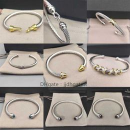 Silver ed Cuff Bangle Fashion Men Bracelets Charm Bracelet hook 5MM Wire Woman Designer Cable Mens Jewelry Exquisite Simple J273K