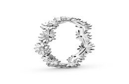 2020 New Spring 925 Sterling Silver Sparkling Daisy Flower Crown Rings for women wedding ring silver 925 Jewelry whole Jewelry8094051