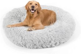 kennels pens Plush Calming Dog Bed Donut Cat Beds for Small Dogs Medium Large Anti Anxiety Pet Bed Soft Fuzzy Pet Bed 231130