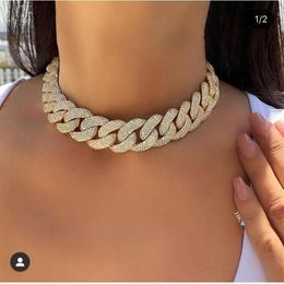 Accking Full CZ Statement Cuban Link Chain Choker Necklace adjust for Man or Women Bijoux Whole 233l