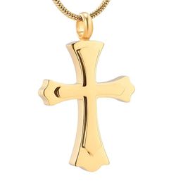 IJD12236 Gold Colour Cross Cremation Necklace High Polishing Waterproof memorial Urn Locket for Loved Ones Ashes Keepsake276z