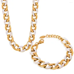 Necklace Earrings Set Hip Hop Street Heavy Industry Thick Chain Bracelet No Fade 316L Stainless Steel Bracelets