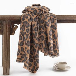 Scarves European And American Street Style Coffee Color Leopard Print Women's Scarf For Warmth Fashionable Temperament Shawl Gift