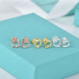 Hollow heart earrings 18K gold-plated luxury brand designer letter earrings female simple hollow earrings wedding jewelry328O